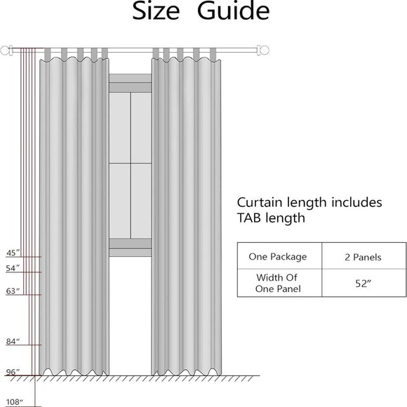 Grey Curtains 63 Inch Length for Bedroom 2 Panels Set Tab Top Canvas Cotton - Picture 3 of 7